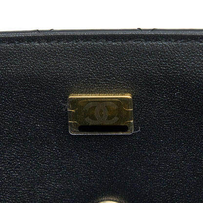 Chanel Top Handle Mini Rectangular Flap Bag Lambskin Black L (Microchip)