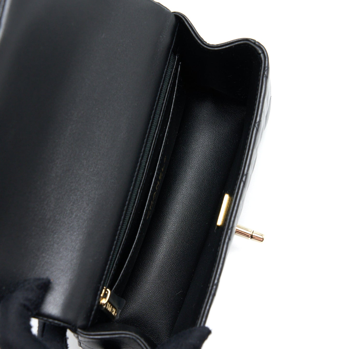 Chanel Top Handle Mini Rectangular Flap Bag Lambskin Black L (Microchip)