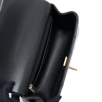 Chanel Top Handle Mini Rectangular Flap Bag Lambskin Black L (Microchip)