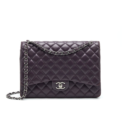 Chanel Maxi Double Flap Bag Lambskin Burgundy