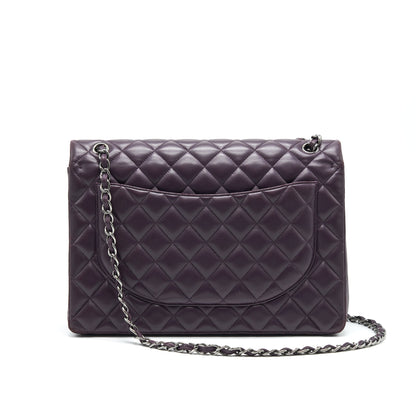 Chanel Maxi Double Flap Bag Lambskin Burgundy