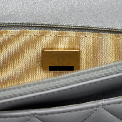 Chanel Pearl Crush Wallet On Chain Lambskin Grey Brushed  (Microchip)