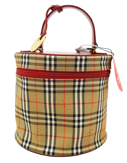 Burberry Nova Check Plaid Pattern Canvas Vanity Bag