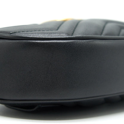 GUCCI GG MARMONT MATELASSE LEATHER BELT BAG BLACK SIZE 75