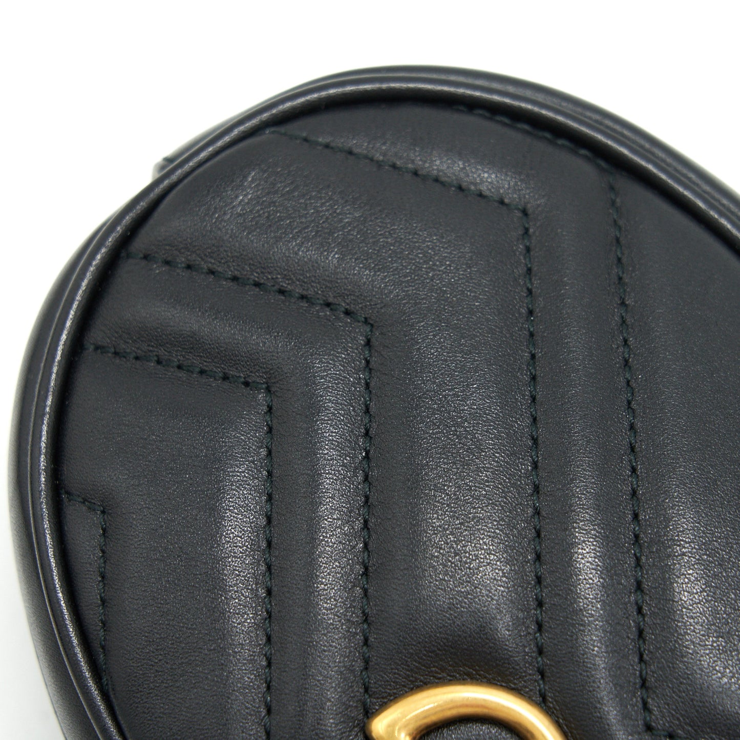 GUCCI GG MARMONT MATELASSE LEATHER BELT BAG BLACK SIZE 75