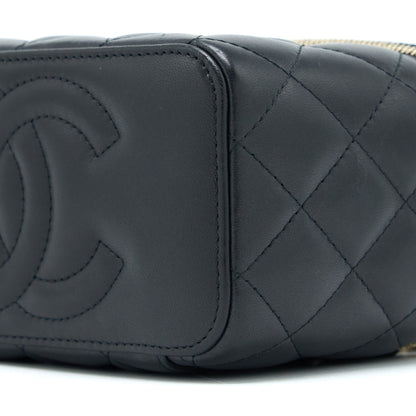 Chanel Pear Crush Long Vanity With Chain Lambskin Black