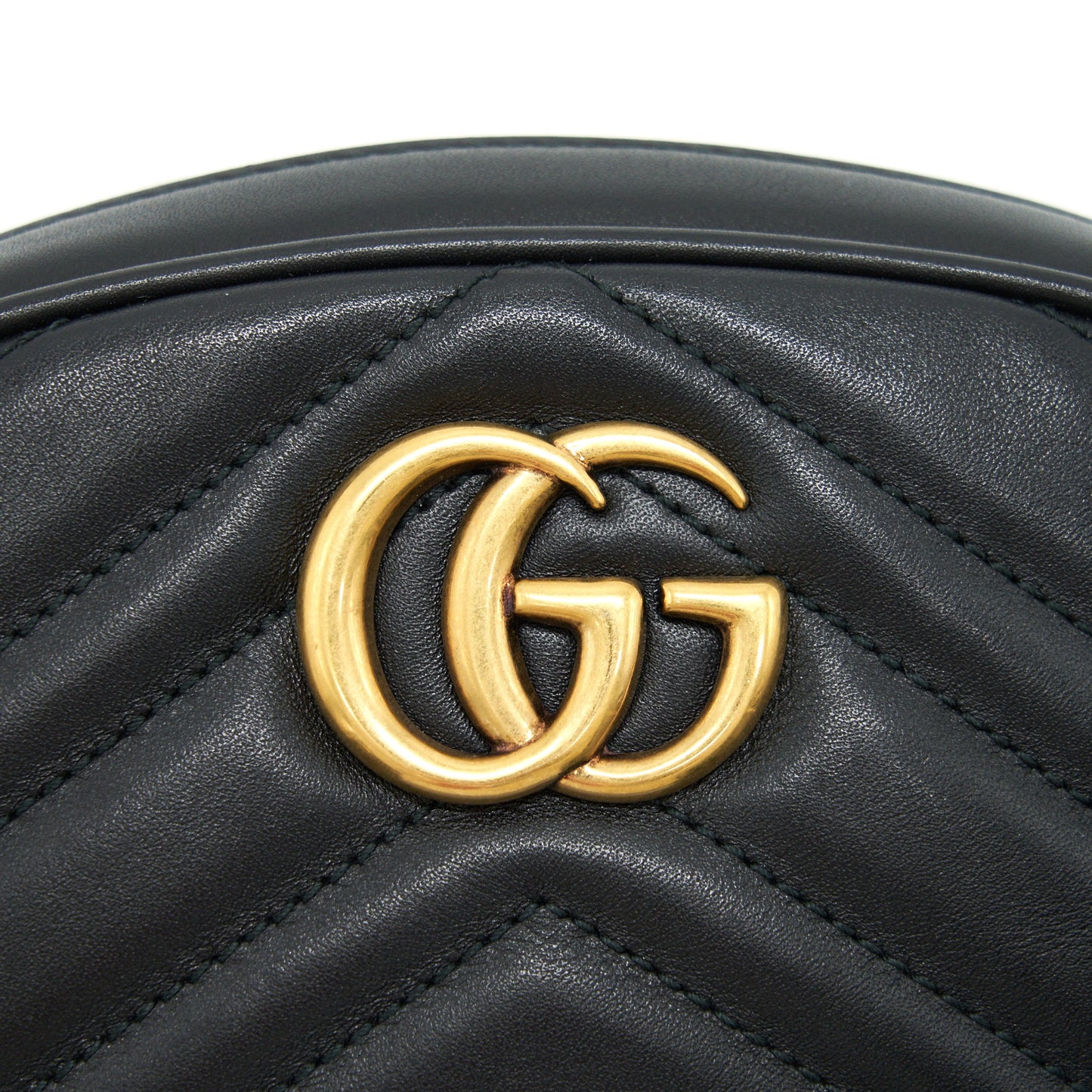 GUCCI GG MARMONT MATELASSE LEATHER BELT BAG BLACK SIZE 75