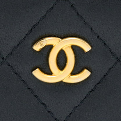 Chanel Pear Crush Long Vanity With Chain Lambskin Black