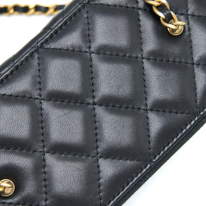 Chanel Pear Crush Long Vanity With Chain Lambskin Black