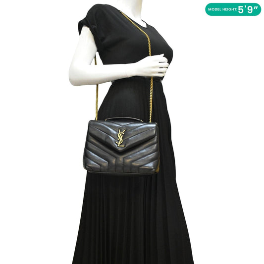 YVES SAINT LAURENT Loulou Toy Matelasse Leather Crossbody Bag Black