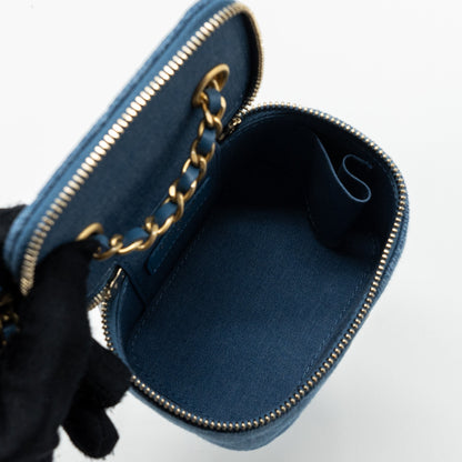 Chanel Pearl Crush Mini Vanity Case Denim Blue Brushed