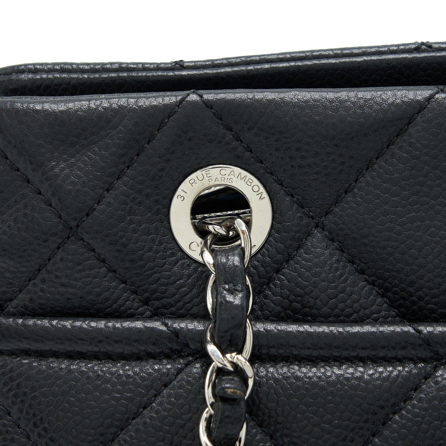 Chanel CC Logo Tote Bag Caviar Black