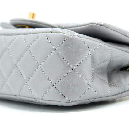 Chanel Pearl Crush Mini Square Flap Bag Lambskin Grey