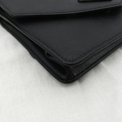 PRADA Flip Lock Chain Saffiano Leather Crossbody Bag Black