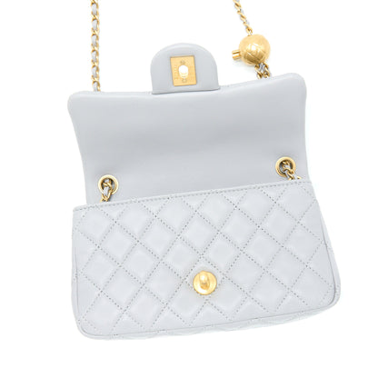 Chanel 21B Pearl Crush Mini Rectangular Flap Bag Lambskin Grey