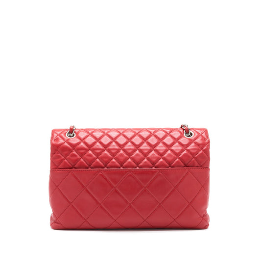 Chanel Quilted Large Flap Leather Bag With Chain Red