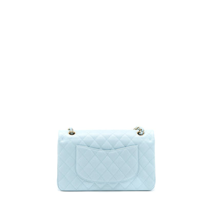 Chanel Medium Classic Double Flap Bag Caviar Light Blue L (Microchip)
