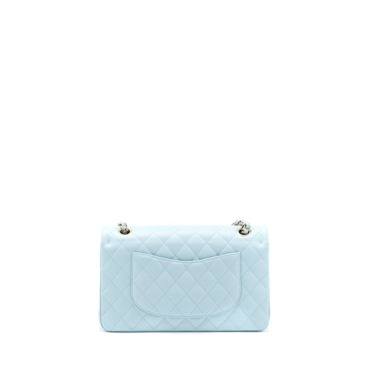 Chanel Medium Classic Double Flap Bag Caviar Light Blue L (Microchip)