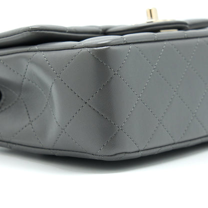 Chanel 22A Top Handle Mini Rectangular Flap Bag Lambskin Grey L