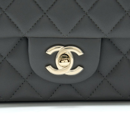 Chanel 22A Top Handle Mini Rectangular Flap Bag Lambskin Grey L