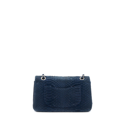 Chanel Medium Classic Double Flap Bag Python Dark Blue