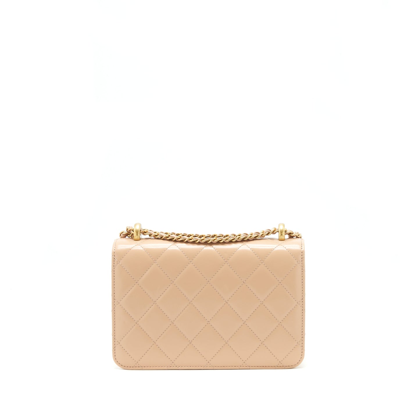 Chanel 21A Gold Crush Flap Bag Calfskin beige