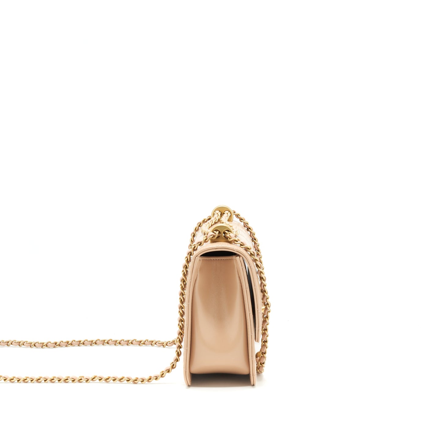 Chanel 21A Gold Crush Flap Bag Calfskin beige