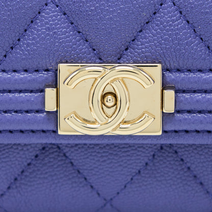 Chanel Boy Card Holder Caviar Purple L