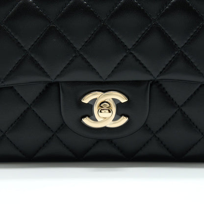 Chanel 22A Top Handle Mini Rectangular Flap Bag Lambskin Black