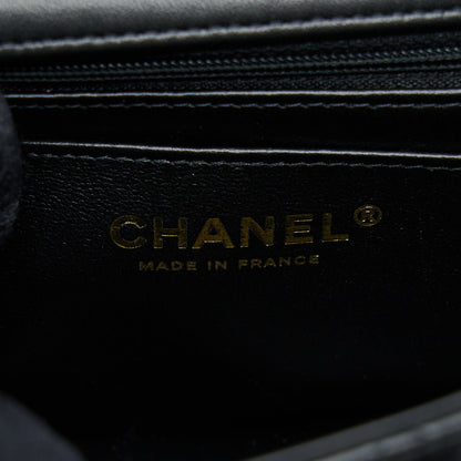 Chanel 22A Top Handle Mini Rectangular Flap Bag Lambskin Black