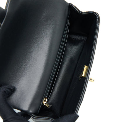 Chanel 22A Top Handle Mini Rectangular Flap Bag Lambskin Black