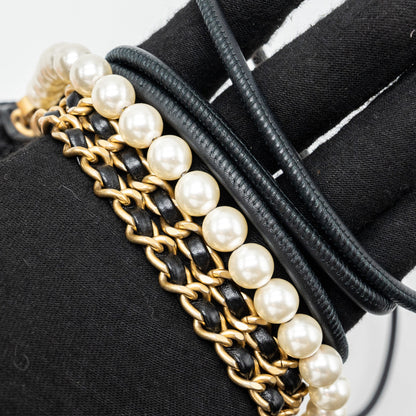 Chanel 23s Mini 22 Bag With Pearl Shiny Calfskin  (Microchip)
