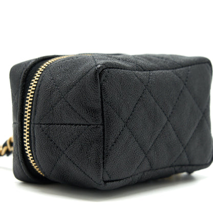 Chanel top handle mini zipper soft Vanity with chain Caviar black