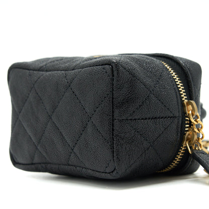 Chanel top handle mini zipper soft Vanity with chain Caviar black