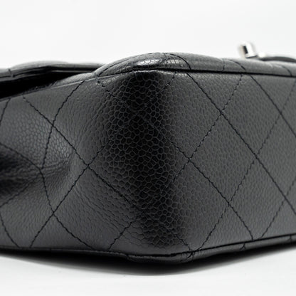Chanel Medium Classic Double Flap Bag CAVIAR Black  (Microchip)