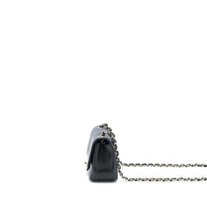 Chanel Mini Square Flap Bag Chevron Lambskin Black L