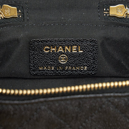 Chanel top handle mini zipper soft Vanity with chain Caviar black
