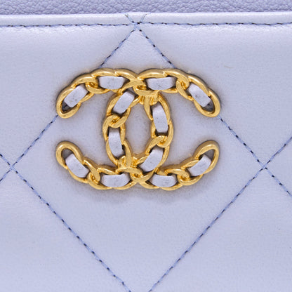 Chanel 19 Card Holder Lambskin Light Purple