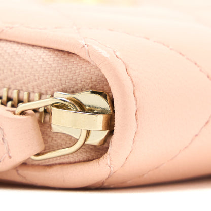 Chanel Pearl Crush Zippy Card Holder Lambskin Light Pink Brushed
