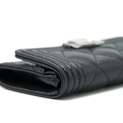 Chanel Boy Cardholder Caviar Black Ruthenium