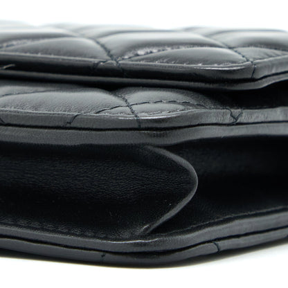 Chanel 22K Gold Pillar Wallet On Chain Lambskin Black Brushed (Microchip)