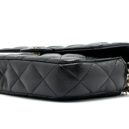 Chanel Double Pocket Wallet On Chain Caviar Black L(Microchip)