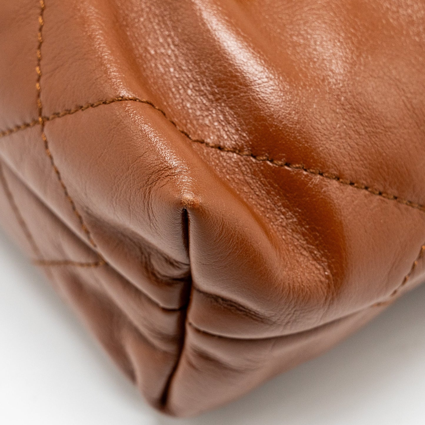 Chanel Mini 22 Bag Shiny Calfskin Dark Beige  (microchip)