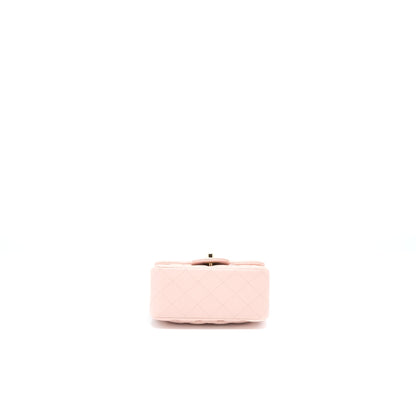 Chanel Mini Square Flap bag Lambskin Light Pink L (Microchip)