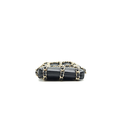 Chanel Gold Clutch O Chain Phone Holder black