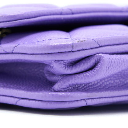 Chanel Classic Wallet On Chain Caviar Purple L