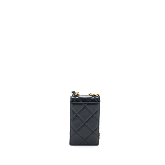 Chanel 19 Phone Pouch With Chain Lambskin Black Multicolour Hardware