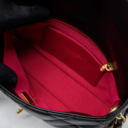 Chanel 23s Coco Love Flap Bag Lambskin Black Brushed (Microchip)