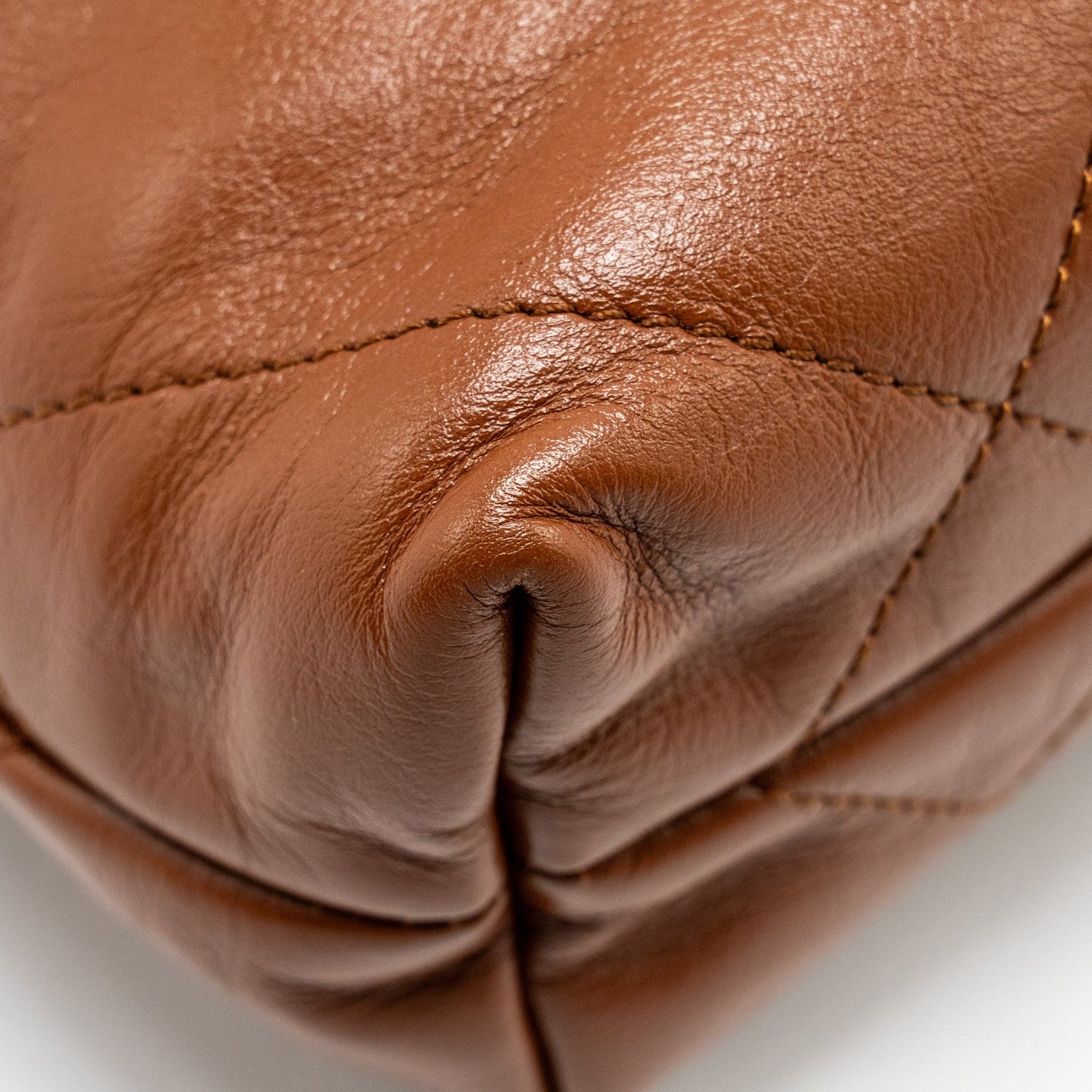 Chanel Mini 22 Bag Shiny Calfskin Dark Beige  (microchip)