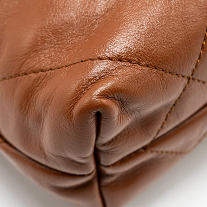 Chanel Mini 22 Bag Shiny Calfskin Dark Beige  (microchip)